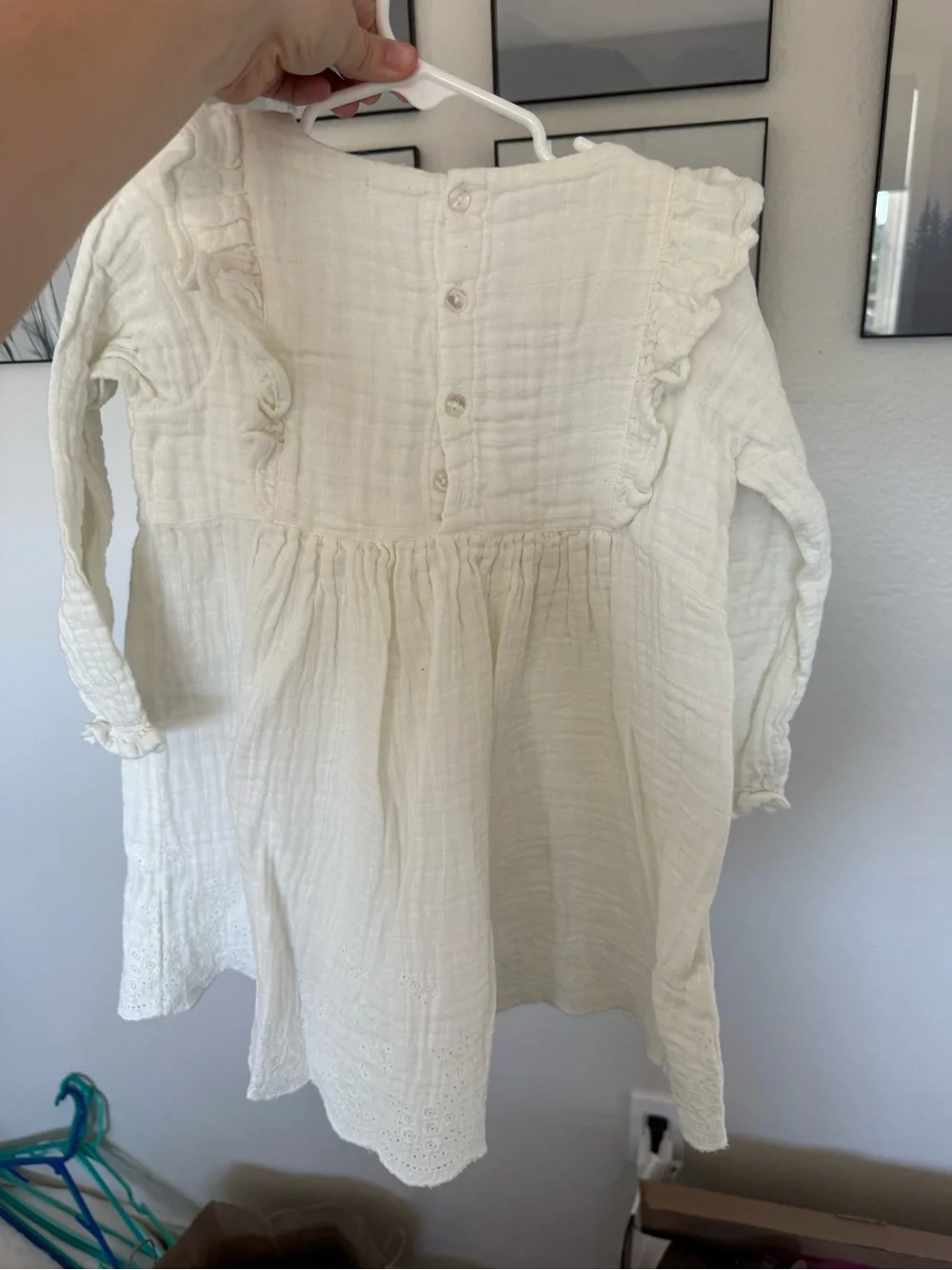 Jamie Kay 5T Cream White Ruffle Yoke Long-Sleeve Dress